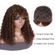 Kriyya Highlight Brown Deep Wave Wig Color #F430 Machine Made Human Hair Wigs With Bangs