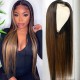 Kriyya #FB30 Bronde Highlight Straight Human Hair wigs T Part Lace Wigs 150% Density Middle Part Lace Wig