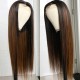 Kriyya #FB30 Bronde Highlight Straight Human Hair wigs T Part Lace Wigs 150% Density Middle Part Lace Wig