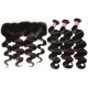 Kriyya Malaysian Body Wave Virgin 100 Human Hair 3 Bundles With Transparent Lace Closure 13*4 Inch