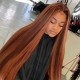 Kriyya Highlight Ginger Orange Lace Frontal Wigs Human Hair Pre Plucked with Baby Hair Silky Straight