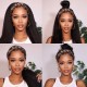 Kriyya Kinky Straight Wigs Human Hair 3/4 Half Wig Glueless Wigs Natural Color