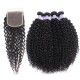Kriyya 4 Bundles Indian Jerry Curly Hair Weave With Closure 4x4 Inch