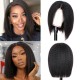 Kriyya Kinky Straight Bob Wig Pre-Plucked Human Hair Wigs With Baby Hair 150% Density Natural Color