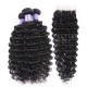 Kriyya  Malaysian Deep Wave Hair 3 Bundles Virgin Hair With 4*4 Lace Closure