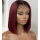 Kriyya 1B/99J Burgundy Ombre 4x4 Lace Closure Wig Straight Human Hair Bob Hair Wigs with Baby Hair 150% Density