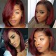 Kriyya 1B/99J Burgundy Ombre 4x4 Lace Closure Wig Straight Human Hair Bob Hair Wigs with Baby Hair 150% Density