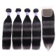 Kriyya 4 Bundles Indian Straight Hair Weave With 4x4 Closure