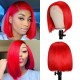 Kriyya Best Short Bob 13x4 Red Lace Front Wig Blunt Cut Human Hair Pre Plucked 150% Density 