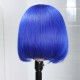 Kriyya Hair Short Blue Bob Wig Pre Plucked Human Hair 13x4 Lace Front Wig 150% Density 10-14 Inch