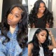 Kriyya 13*4 Lace Front Wigs Pre Plucked Wavy Remy Human Hair Wig 130% Density