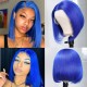 Kriyya Hair Short Blue Bob Wig Pre Plucked Human Hair 13x4 Lace Front Wig 150% Density 10-14 Inch