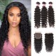 Kriyya Indian Human Hair 4X4 Closure With 3 Bundles Deep Wave Sew In Weaving