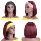 Kriyya Brazilian Virgin hair Bob Wigs Headband Wig With Black Roots 150% Density Ombre 1B/99J Wine Red Color