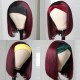 Kriyya Brazilian Virgin hair Bob Wigs Headband Wig With Black Roots 150% Density Ombre 1B/99J Wine Red Color