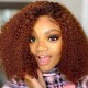 Kriyya Chic Auburn Color Middle T Part Curly Lace Front Wig with Natural Hairline