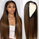 Kriyya #FB30 Bronde Highlight Straight Human Hair wigs T Part Lace Wigs 150% Density Middle Part Lace Wig