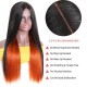 Kriyya Straight PU Skin Base Wig 4.5*1.5 Middle Part Hidden Orange Highlights 150% Density