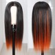 Kriyya Straight PU Skin Base Wig 4.5*1.5 Middle Part Hidden Orange Highlights 150% Density