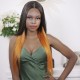 Kriyya Straight PU Skin Base Wig 4.5*1.5 Middle Part Hidden Orange Highlights 150% Density