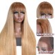 Kriyya Honey Blonde Wig with Choppy Bangs Dark Root Glueless 13X4 Lace Front Long Wigs 24 Inch