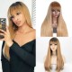 Kriyya Honey Blonde Wig with Choppy Bangs Dark Root Glueless 13X4 Lace Front Long Wigs 24 Inch