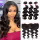 Kriyya Body Wave 3 Pcs Human Hair Bundles With 13*4 Lace Frontal Malaysian Hair