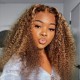 Kriyya Youtuber Recommend Curly Hair Honey Blonde Ombre Highlight Wigs 13x4 Lace Front Wig Human Hair Wigs Pre Plucked With Baby Hair