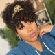 Kriyya Kinky Curly Wrap Head Wigs Headband Wig Pineapple with Bangs for Short Hair