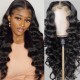 Kriyya Loose Wave 13x4 Lace Front Wigs With Baby Hair 100% Human Hair Natural Black Wig