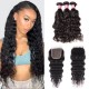 Kriyya Malaysian Natural Wave Remy Human Hair 3 Bundles With 4*4 Lace Closure