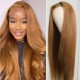 Kriyya Straight Hair Wig 150% Density Middle Part Lace Part Wig Ginger Blonde Brazilian Virgin Hair