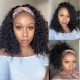 Clearance Sale-Kriyya Remy Jerry Curly Headband Bob Wig 150% Density Natural Color