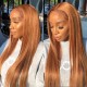 Kriyya Straight Hair Wig 150% Density Middle Part Lace Part Wig Ginger Blonde Brazilian Virgin Hair