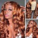Kriyya 13X4 Ombre Highlight Loose Wave Wig Caramel Brown Lace Front Human Hair Wig 180% Density