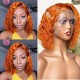 Kriyya Trendy Honey Orange Colored Water Wave Virgin Hair Wig 13x5 T-Part Middle Lace Pre-Plucked Hairline