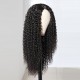 Kriyya 4.5*1.5 Right Part PU Skin Base Wig Jerry Curly Fake Scalp Wigs Natural Color