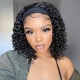 Clearance Sale-Kriyya Remy Jerry Curly Headband Bob Wig 150% Density Natural Color