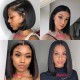 Kriyya Natural Hairline 13x4 Lace Front Bob Wig Hand Tied Straight Bob Wigs