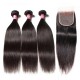 Kriyya Malaysian 100 Human Hair 3 Bundles With 5*5 Transparent Lace Closure Straight Hair
