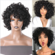 Kriyya Bouncy Curly Short Pixie Cut Wig With Bangs Fluffy Curls Human Hair Machine Made Wigs