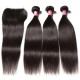 Kriyya 3 Pcs Straight Virgin Human Hair With 6*6 Lace Closure Malaysian Hair