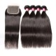 Kriyya Best Indian 4 Bundles Straight Hair With Closure 4x4 Transparent Lace