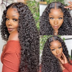 Kriyya Beginner Friendly Glueless V Part Curly Wig No Leave Out No Gel Human Hair Wig  Effortless To Put On 150% Density Natural Color