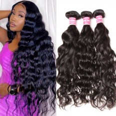 Kriyya Natural Wave Bundles Indian 3 Bundles Unprocessed Virgin Hair