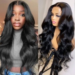 Kriyya Body Wave Middle Part Wigs Body Wave Lace Part Wig 150% Density Natural Color