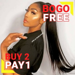 BOGO Sale 24 Inch Wrap Ponytail Remy Human Hair Extensions Natural Black