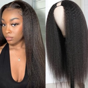 Kriyya Glueless Kinky Straight Brazilian Hair U Part Wig 150% Density Beginner Friendly At A Favorable Price