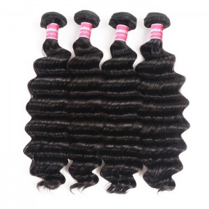 Kriyya Loose Deep Wave Weave 4 Bundle Deals Peruvian Unprocessed Virgin Hair  