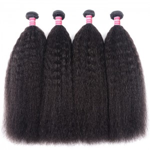 Kriyya Kinky Straight Bundles Brazilian 100% Virgin Human Hair 4 Pcs